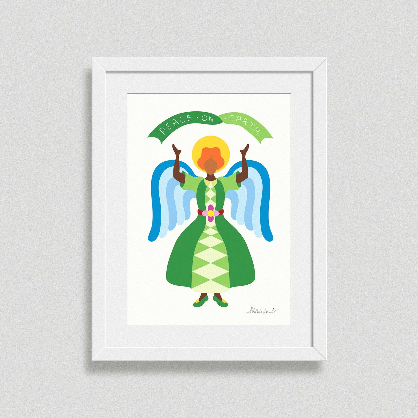 Green Angel Christmas Poster