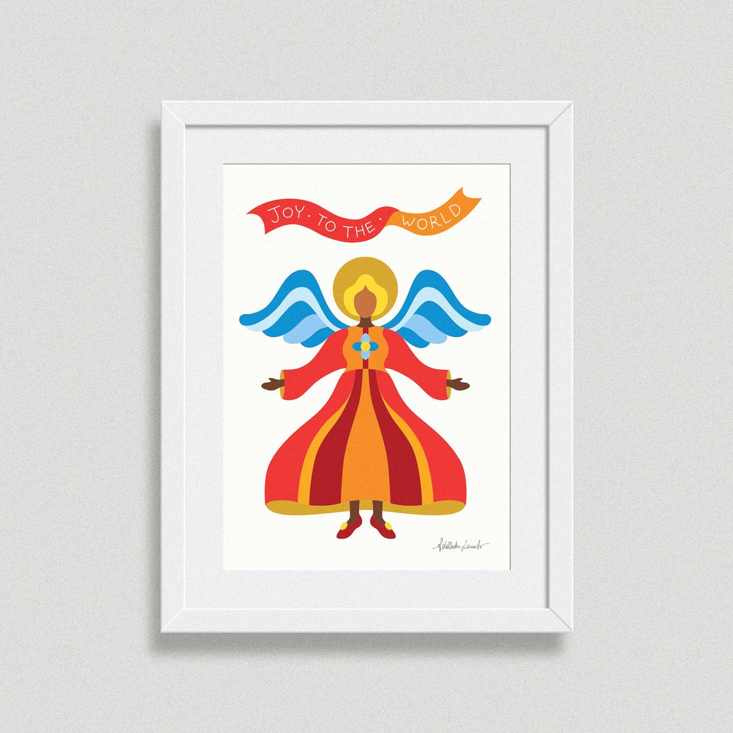 Red Angel Christmas Poster