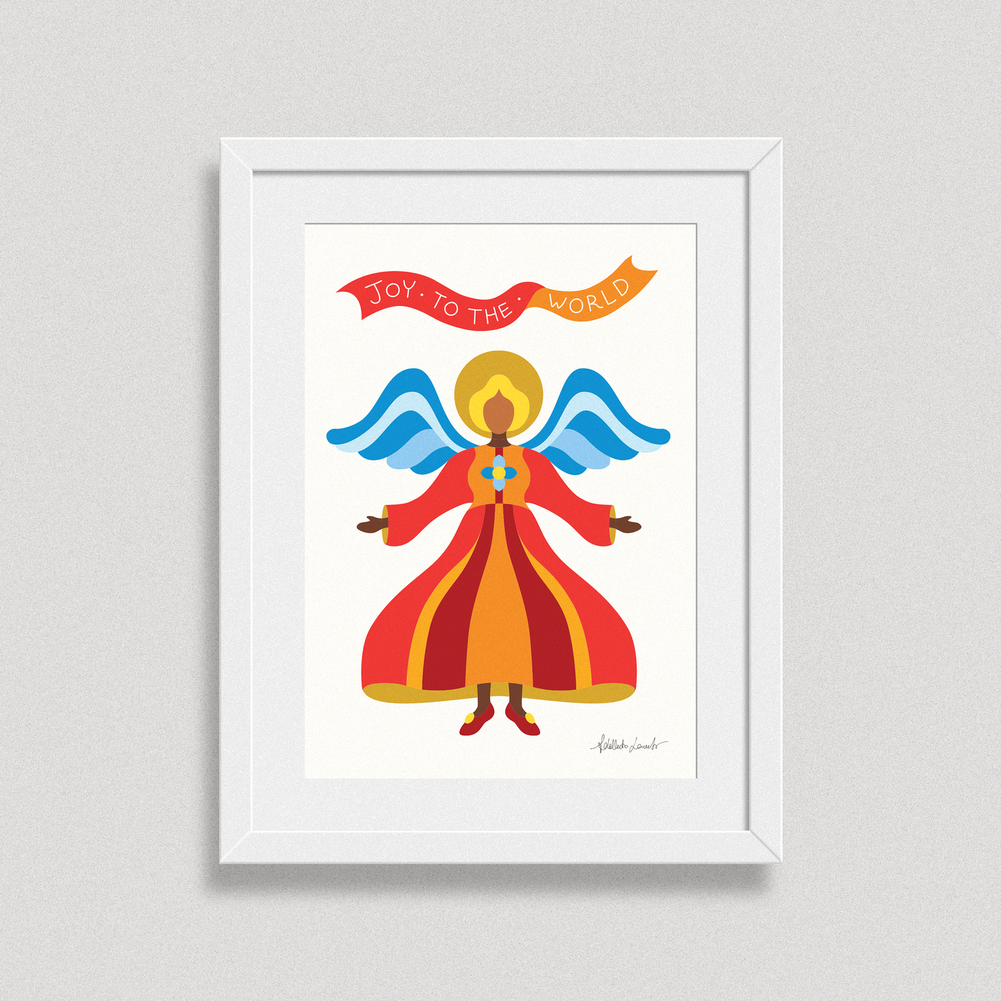 Red Angel Christmas Poster