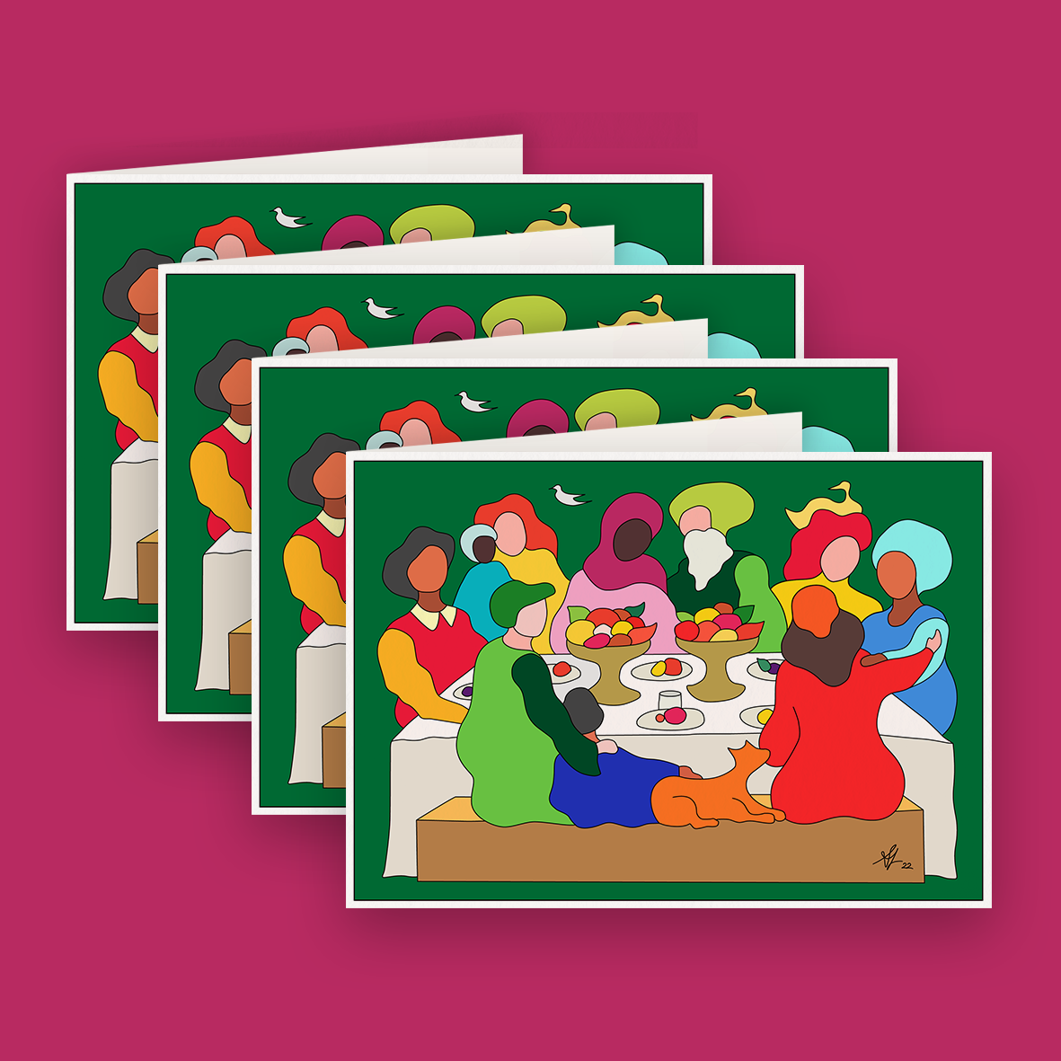 Six Christmas Cards, Festive Dinner
