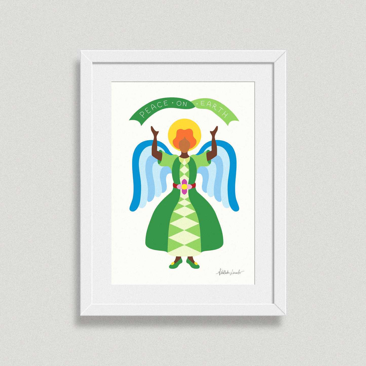 Green Angel Christmas Poster