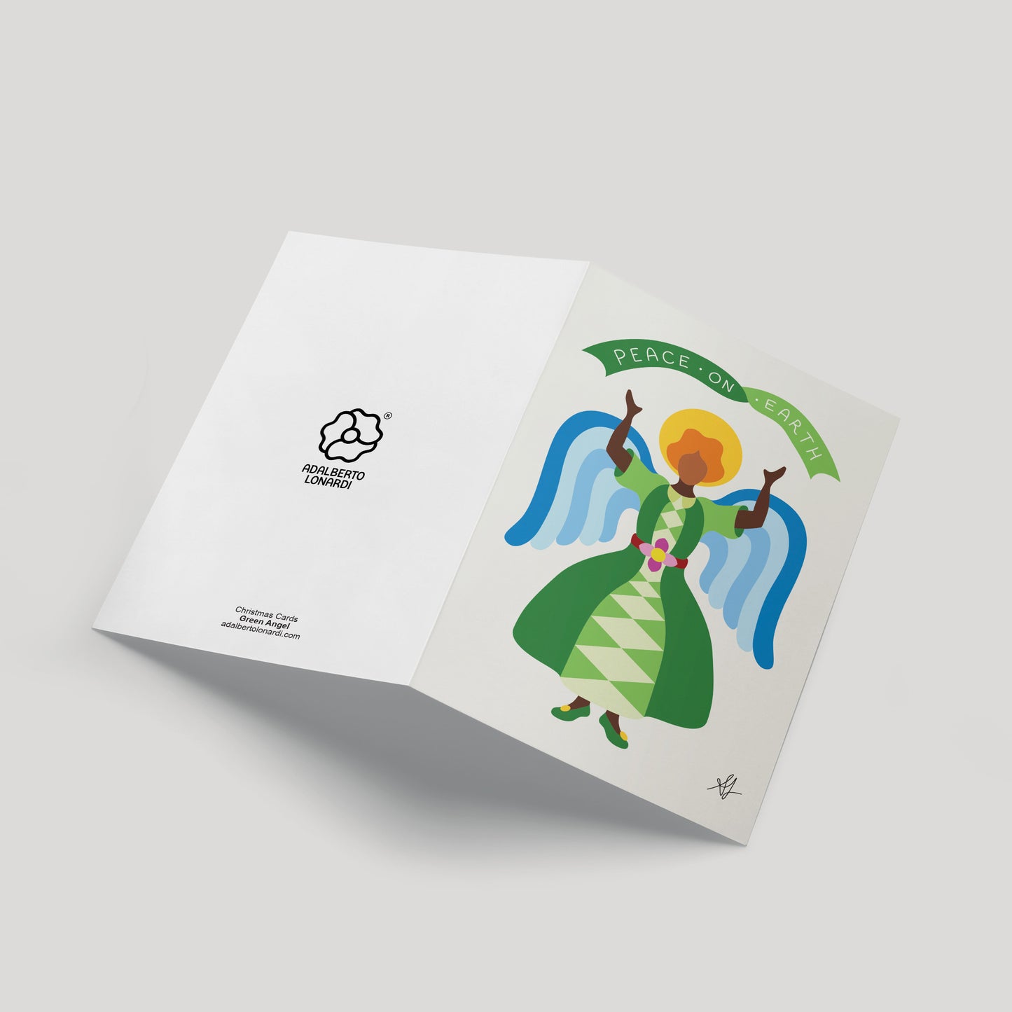 Green Angel Christmas Card