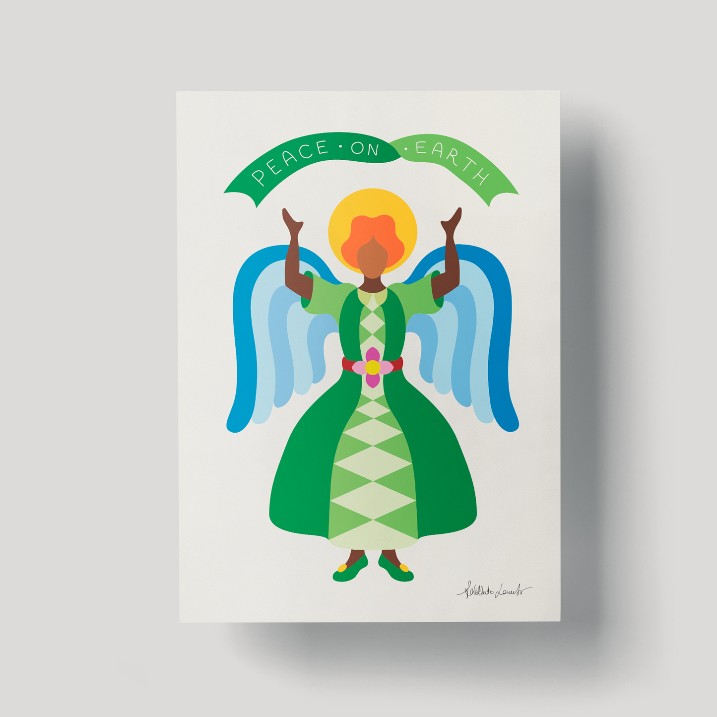 Green Angel Christmas Poster