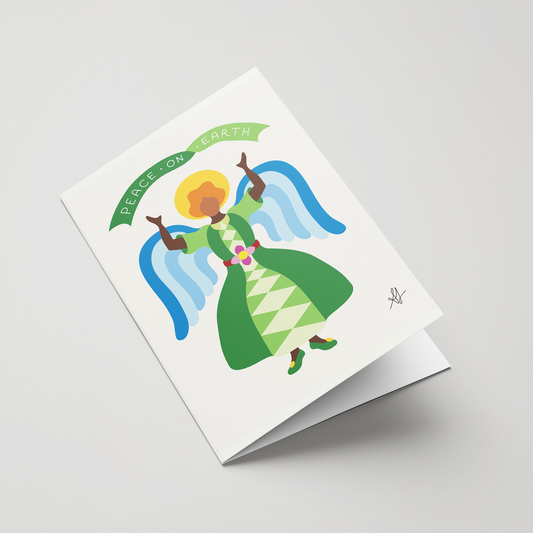 Green Angel Christmas Card