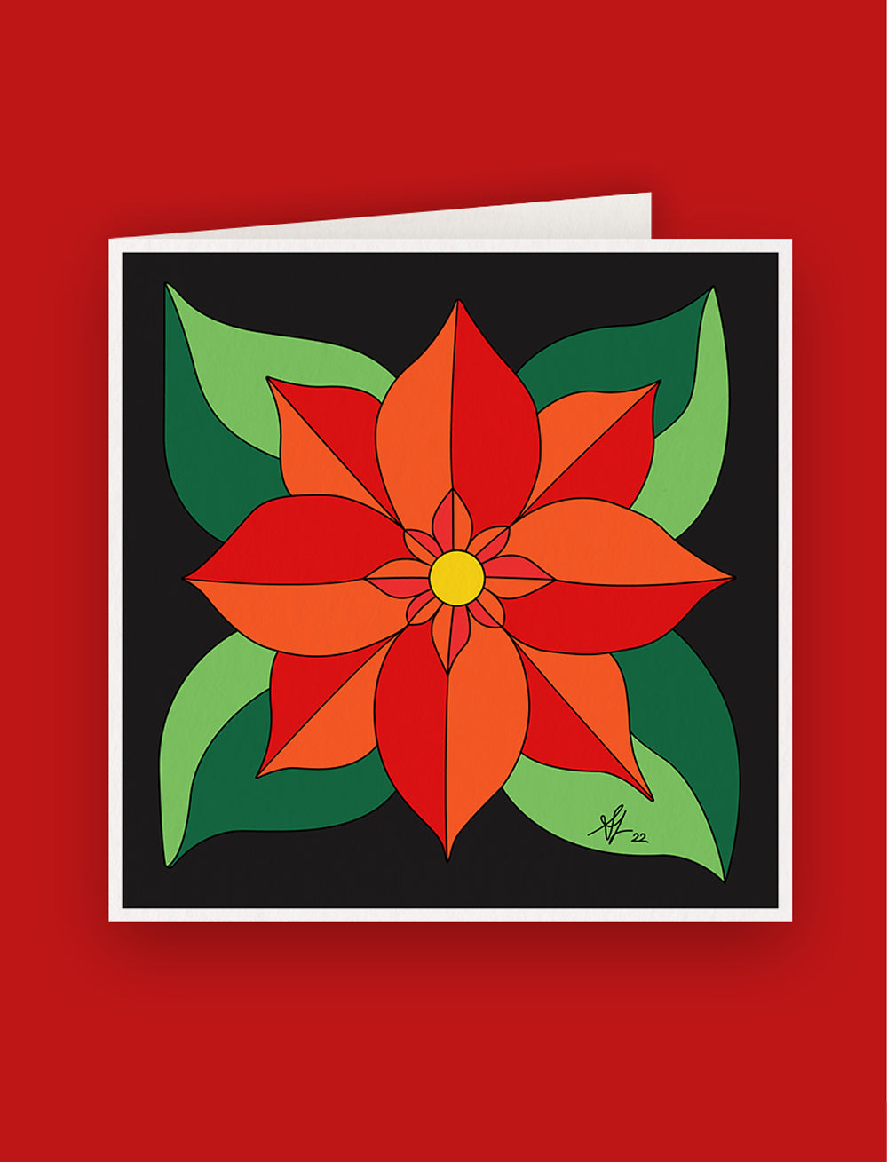 Six Christmas Postcards 2022, Poinsettia